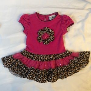 🍀 Rare Editions leopard and pink dress 12 mo.